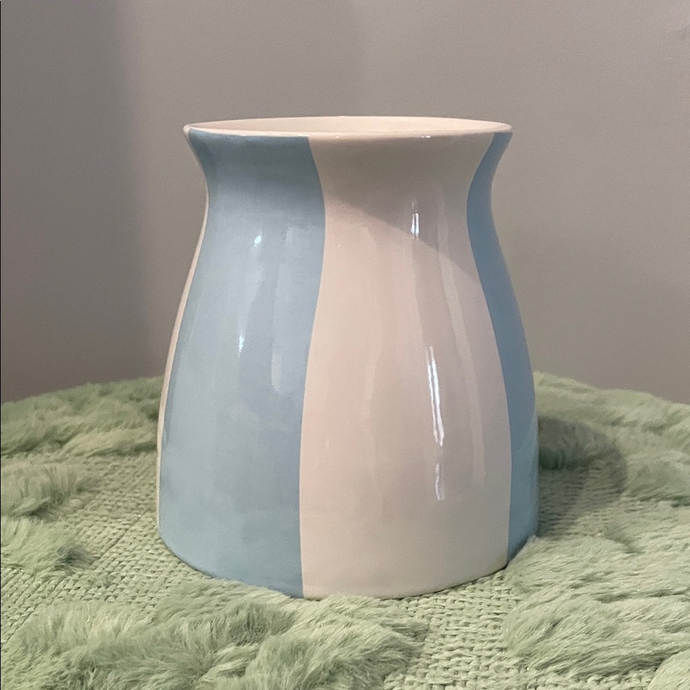 Blue and White Striped Vase